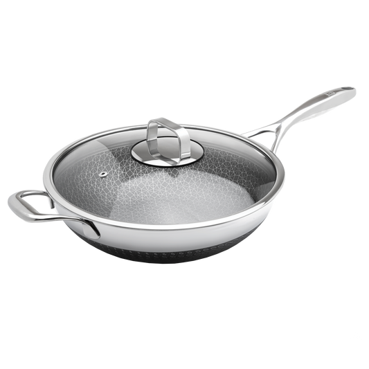 DiamondClad™ 12-Inch Thermowave™ Hybrid Wok Pan with Lid